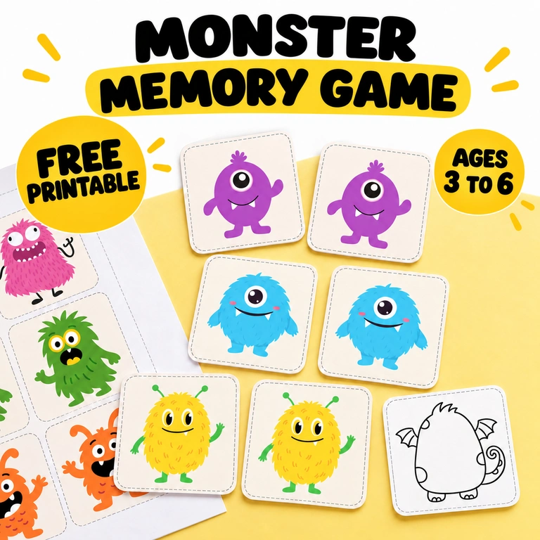 Printable monster memory game