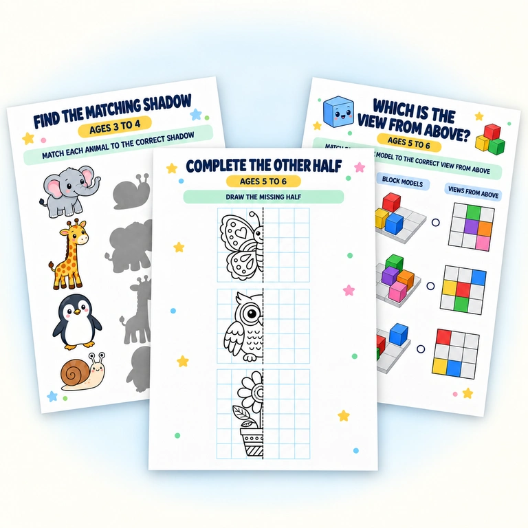 Spatial awareness worksheets for children