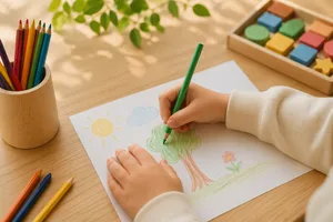 criança a desenhar arvore