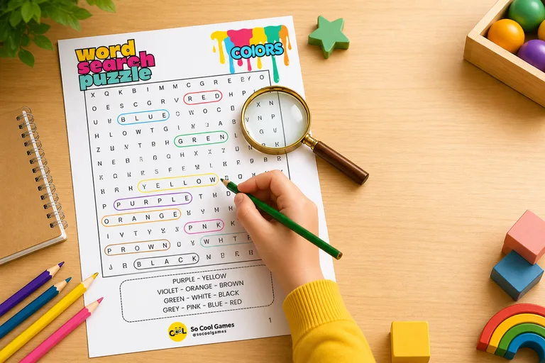 Kid playing Word Search