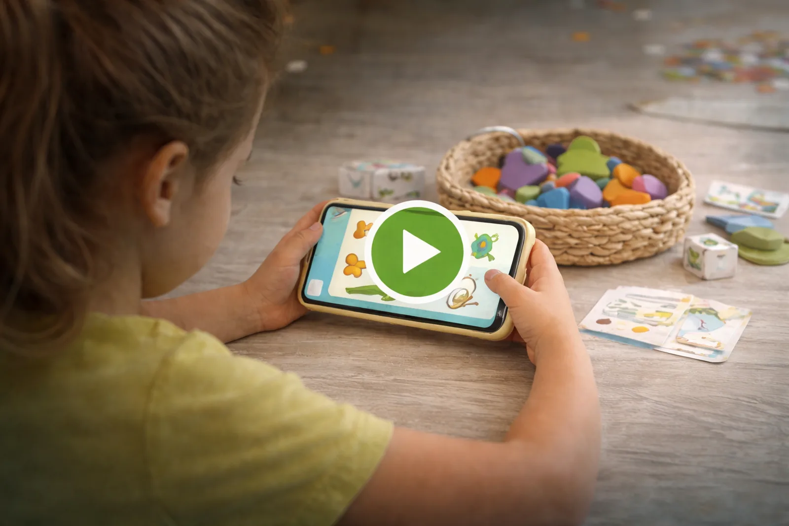 Child playing on a cell phone